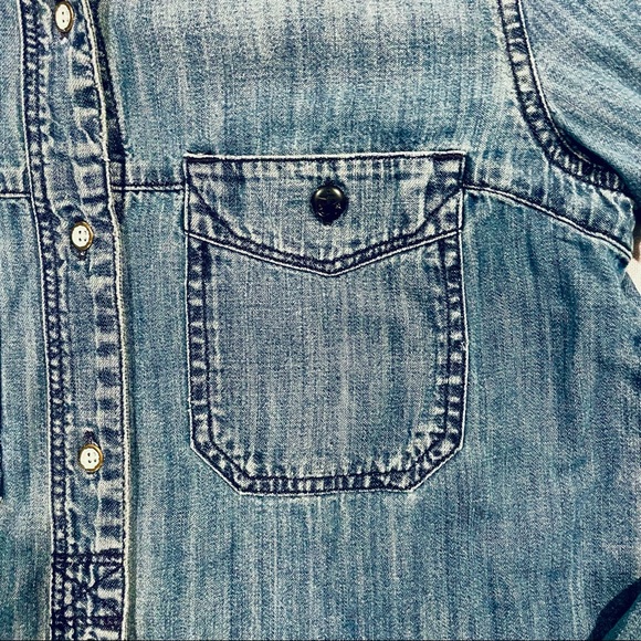 Madewell Denim Shirt Womens XS Chambray Cotton Button Down Boyfriend Western - Picture 3 of 5